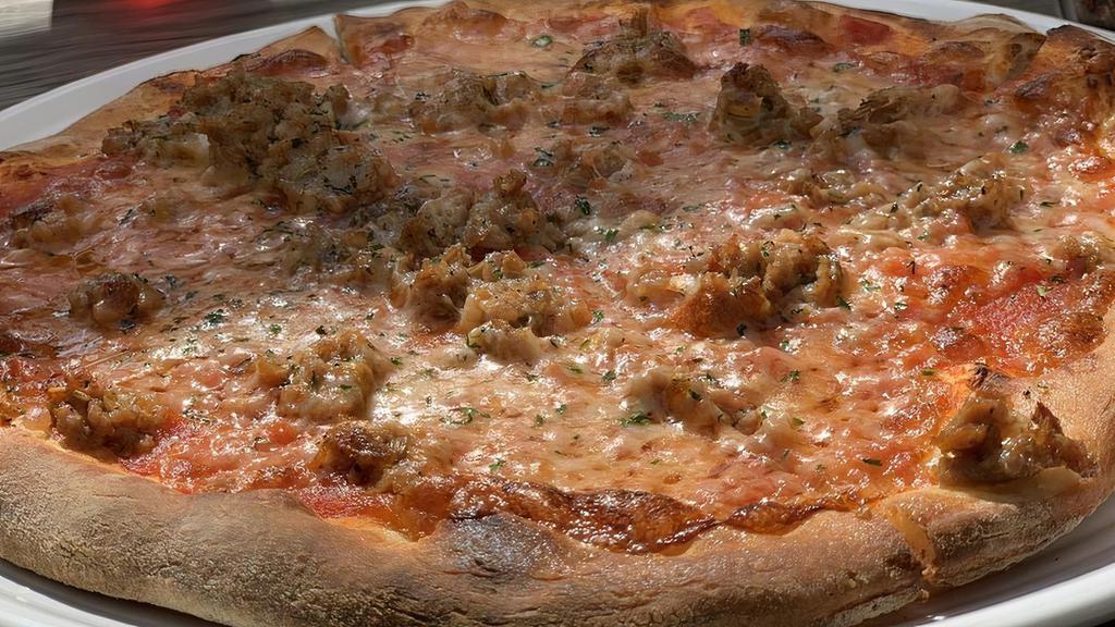 Italian Sausage (Pizza Con Salsiccia) · Nine inch diameter. Tomato sauce, provolone, and sausage.
