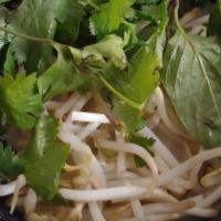 “Pho” Shrimp Noodle Soup (Pho Tom) · Rice noodles in a fragrant beef broth.