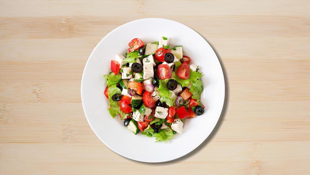 Garden Greek Salad · House salad with crumbled feta, served with dressing of choice