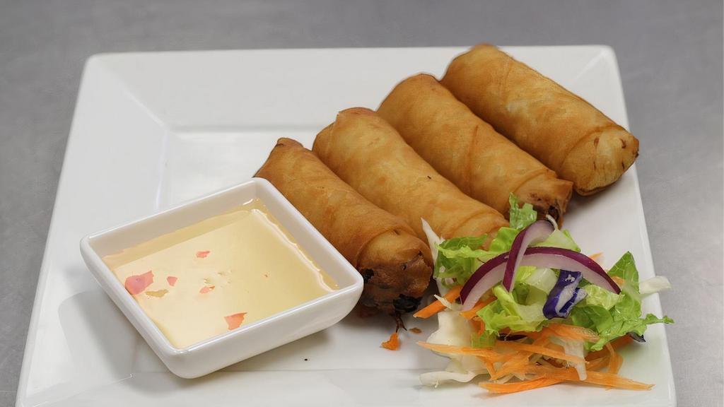 Egg Rolls (Vegetable) (4 Pcs.) · Deep-fried egg rolls, stuffed with carrots, cabbage and clear
bean noodles served with sweet and sour sauce.