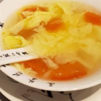 Egg Drop Soup /  蛋花汤 · Eggs, tofu  in chicken broth.