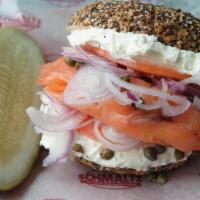 #22 The Acme · Brooklyn Nova Lox, capers, red onion, tomatoes and cream cheese on your choice of bagel.
