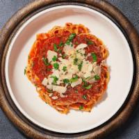 Bolognese Pasta · Fettuccine cooked al dente served with house made meat sauce and delicious parmigiano reggia...