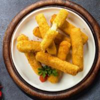 Mozzarella Sticks · Mozzarella cheese dipped in batter and deep fried to perfection.