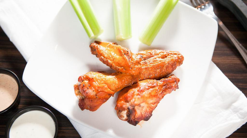 Wings · Our wings are deep fried to crispy perfection and served with your choice of sauce.