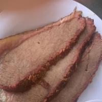 Beef Brisket Platter · Texas Style Slow Smoked Beef Brisket Platter. Served with choice of one side.  ( Cole Slaw, ...