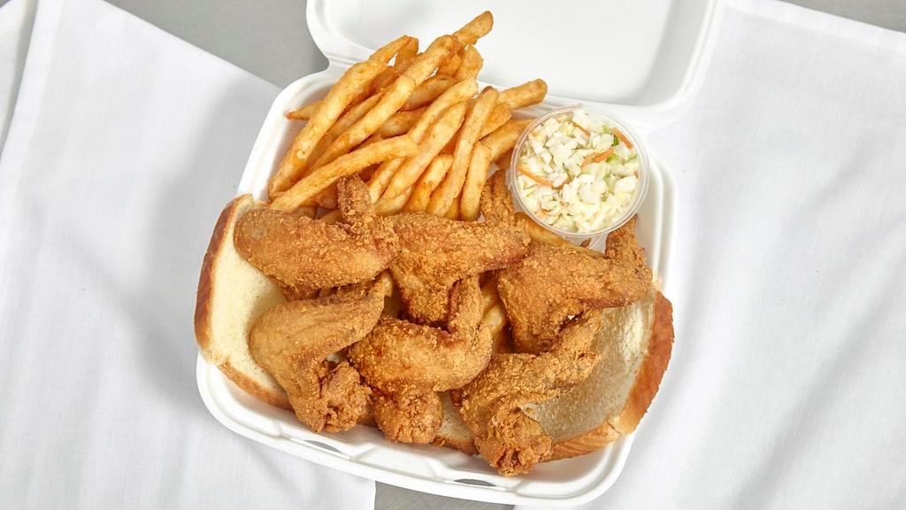 6 Wings With Fries · Served with fries,bread,coleslaw