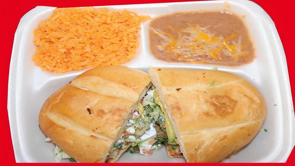 Torta Plate · Serve with Meat Cheese Lettuce, Tomato And Sour, Avocado,  Cream Your choice is steak, chicken, gyro, ground beef, shrimp.