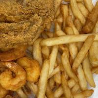 10 Piece Shrimp & 2 Piece Perch Combo · SERVED WITH FRIES,BREAD,COLESLAW