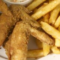 2 Piece Chicken Tenders & 1/2 Lb. Catfish Nuggets Combo · SERVED WITH FRIES,BREAD,COLESLAW.