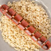 Hot Dog Kebob · All-beef hot dog skewer served with choice of a side and beverage. (gluten-free, dairy-free,...