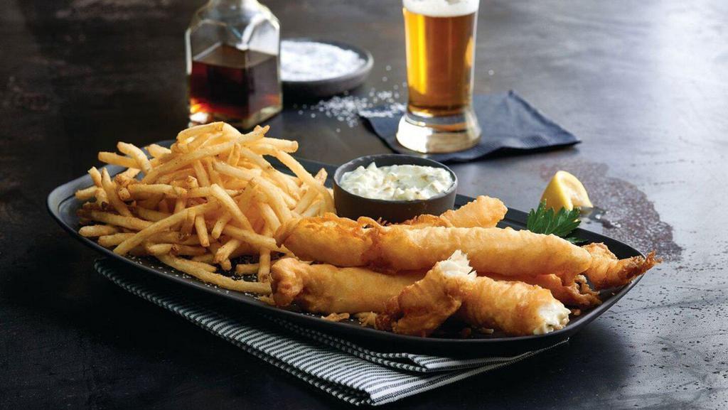 Beer-Battered Fish & Chips · Sam Adams hand-battered fish fillets. Served with creamy coleslaw, tartar sauce and fries
