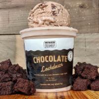 Chocolate Lockdown Ice Cream · Chocolate malt ice cream, brownies, and fudge ripple.