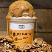 Salted Malted Butter Pecan · Butter pecan ice cream with house-made salted caramel, malt and pecans