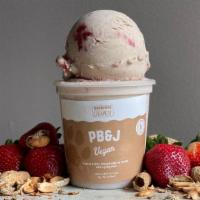 Pb&J Vegan Ice Cream · Peanut butter almond milk ice cream with a jelly swirl.