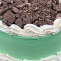 Grasshopper Ice Cream Cake · Browndog small batch grasshopper (mint & oreo) ice cream with chocolate cake, a layer of fud...