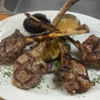Lamb Chops · Four thick chops rubbed with olive oil and our house spices grilled to perfection. Price var...