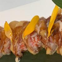 Alligator Roll · 8 Pieces- Cooked. Shrimp tempura, eel, avocado, sesame seeds & eel sauce. Shrimp tempura and...