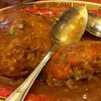 Shrimp Egg Foo Young · Served with choice of an egg roll or an egg foo young fried rice and cookies.
