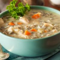 Creamy Chicken Wild Rice Soup · A rich, hearty soup made with creamy chicken, and mixed with wild rice, and an assortment of...
