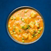 Savoury Potato Peas Curry(Vegan) · Peas with potatoes cooked with fresh ginger, onion, spices, and green peas and whole Indian ...