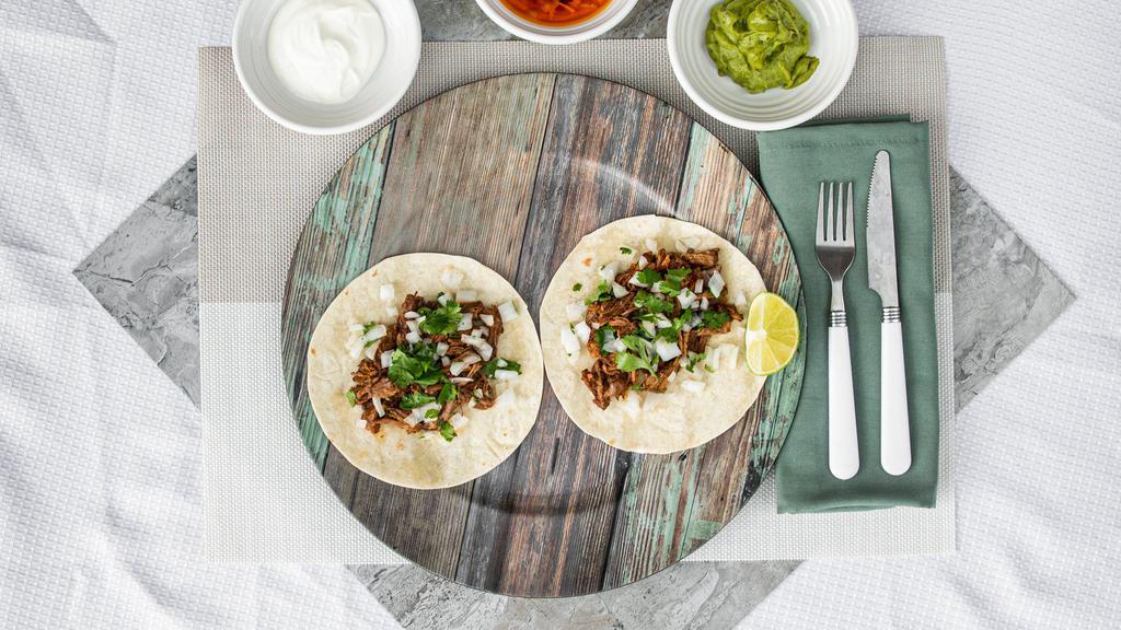 Tacos · Meat: chicken, steak or shrimp (comes with two soft tacos). Contains Wheat, Soy, Gluten and Dairy