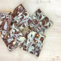 Bark - Pretzel Milk · Five large pieces of bark made with caramel, almond and pretzel pieces with 34% cacao milk c...