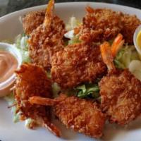 Crispy Breaded Shrimp · Fried breaded shrimp served with spicy sauce and  honey mustard sauce.