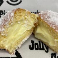Banana Creme Donut - Powder · Yeast donut filled with banana cream pie filling coated in powdered sugar