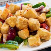 104 Spicy Golden Tofu · Popular: A top-rated menu item. Spicy: Sharp, fiery taste. Vegetarian: Containing no animal ...