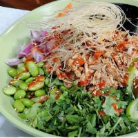 Asian Bowl · Pulled teriyaki chicken, edamame, red cabbage, jalapeno, shredded cabbage, red pickled onion...
