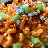 Lg Buffalo Chicken Mac · Chicken with blue cheese & celery in a spicy cheese sauce