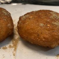 Aloo Tikki (2) · Mashed potato patties dipped in batter, then fried.Gluten free and vegan