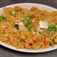 Vegetable Biryani · Classic Mughlai dish of curried vegetables in rice.