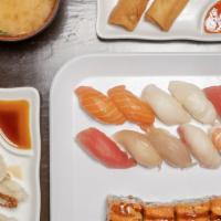 Option C · Any one sushi roll, 10 pieces of nigiri, and one appetizer.