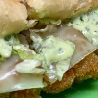 Chicken Parmesan Sandwich · Breaded Chicken breast topped with provolone cheese and grated romano cheese served on an It...