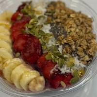 Acai Berry Bowl · Acai Blend, Mixed Berries, Banana, Oat Milk

Toppings
-Granola
-Strawberries
-Bananas
-Pumpk...