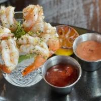 Shrimp Cocktail · Gremolata marinated jumbo shrimp cocktail with . a duo of spicy cocktail sauce and Louie’s s...