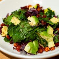 Power Bowl · Quinoa, crispy chickpeas, avocado, 
pickled beets, roasted onion, spinach, 
mint basil, vina...