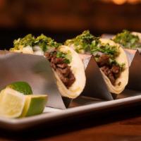 Pedro'S Steak Tacos · 3 Corn Tortillas with Grilled Steak, Salsa Verde, Cilantro, Onions and Cheese.