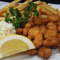 Breaded Shrimp Dinner · 1/2 pound of crispy breaded shrimp, french fries and a small cole slaw.