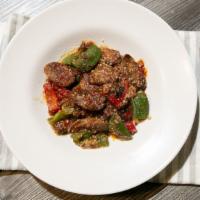 Sausage & Peppers · Our Homemade Italian Sausage with Red and Green Peppers