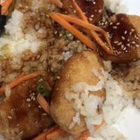Teriyaki Chicken Nugget And Rice · 6 Chicken nugget, rice, teriyaki sauce. Carrot, scallion, sesame seed