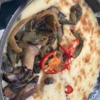 Queso Fundido With Mushrooms, Poblanos & Handmade Flour Tortillas · 