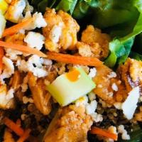 Buffalo Chicken & Quinoa Platter  · Grilled Chicken Breast tossed in our own Buffalo Sauce then mixed with Quinoa, Pieces of Cuc...