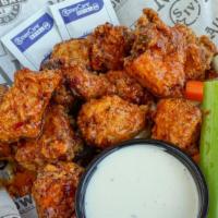 Full Order Boneless Wings · Crispy, Juicy, And Freshly Cooked To Order. Served ranch or bleu cheese (each extra/ .75)