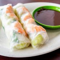 A3— Shrimp Spring Rolls (2) · rice paper, lettuce, rice noodles, shrimp served with peanut sauce
