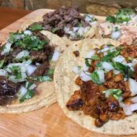Tacos · Please select MEAT and Condiments and quantity. 

Only The below listed condiments are avail...