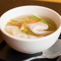 Wonton Soup · with 3 wontons and some vegetables.