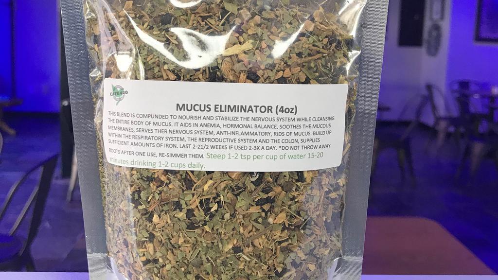 Mucus Eliminator · 2 oz 
Elderberry, Burdock root and other essential herbs. This electric blend nourishes and stabilize your nervous system while cleansing the entire body of mucus on a cellular level.